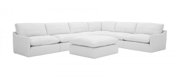 Divani Casa Lennon - Transitional White Fabric Sectional Sofa Set