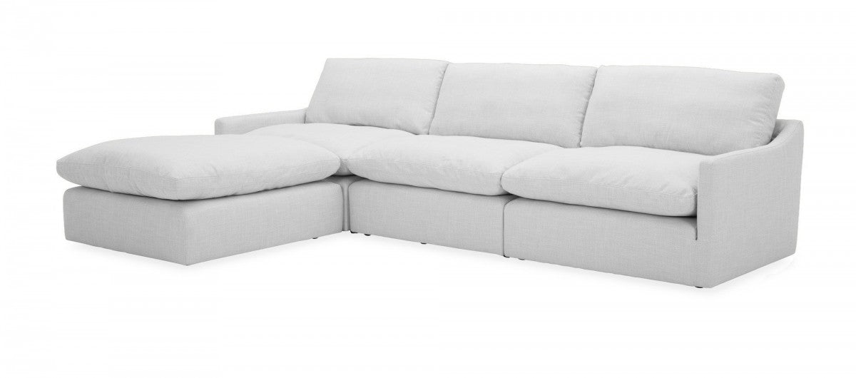 Divani Casa Lennon - Transitional White Fabric Sectional Sofa Set