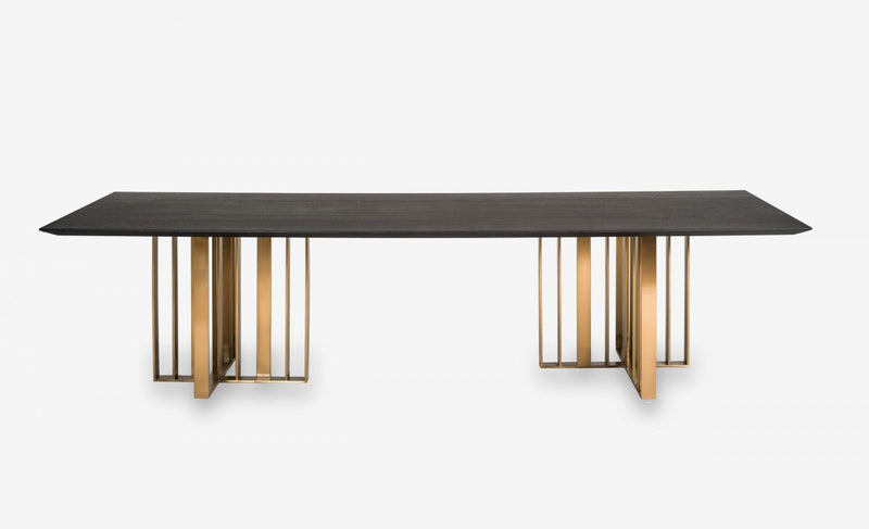 Modrest Livia - Modern Wenge & Gold Stainless Steel Dining Table