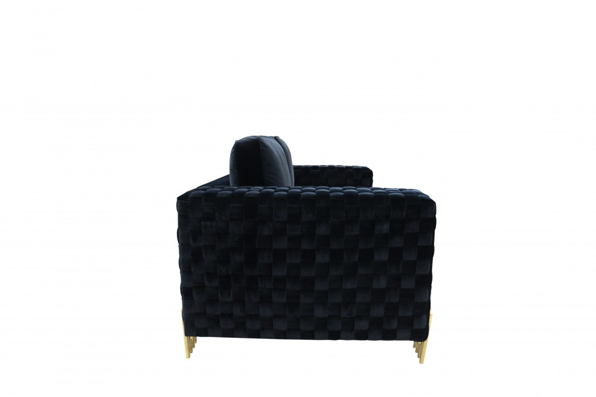 Divani Casa Lori - Modern Velvet Glam Black & Gold Sofa Set