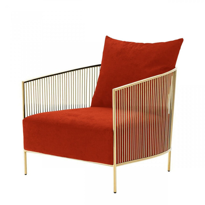 Modrest Loveland - Glam Orange Velvet Accent Chair