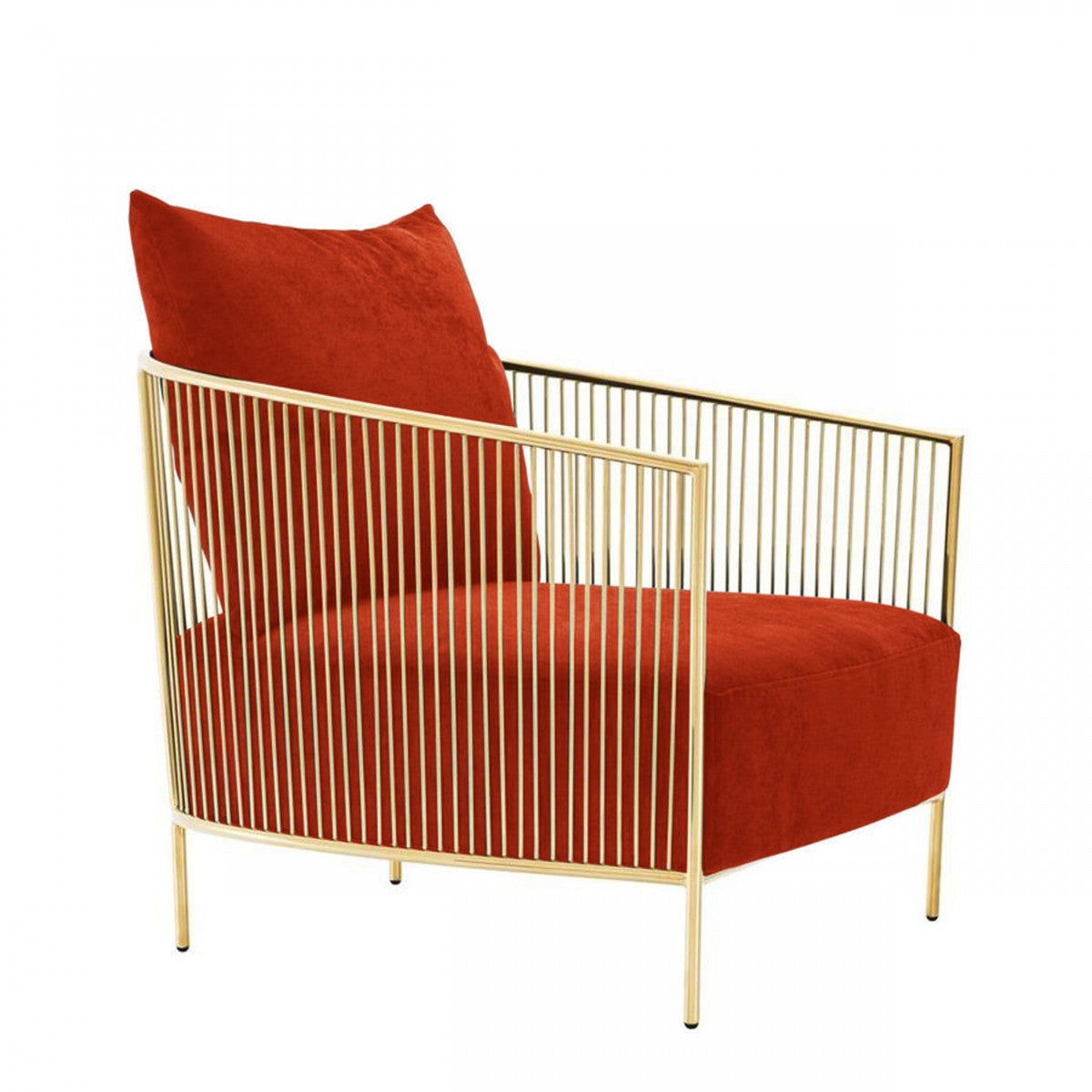 Modrest Loveland - Glam Orange Velvet Accent Chair