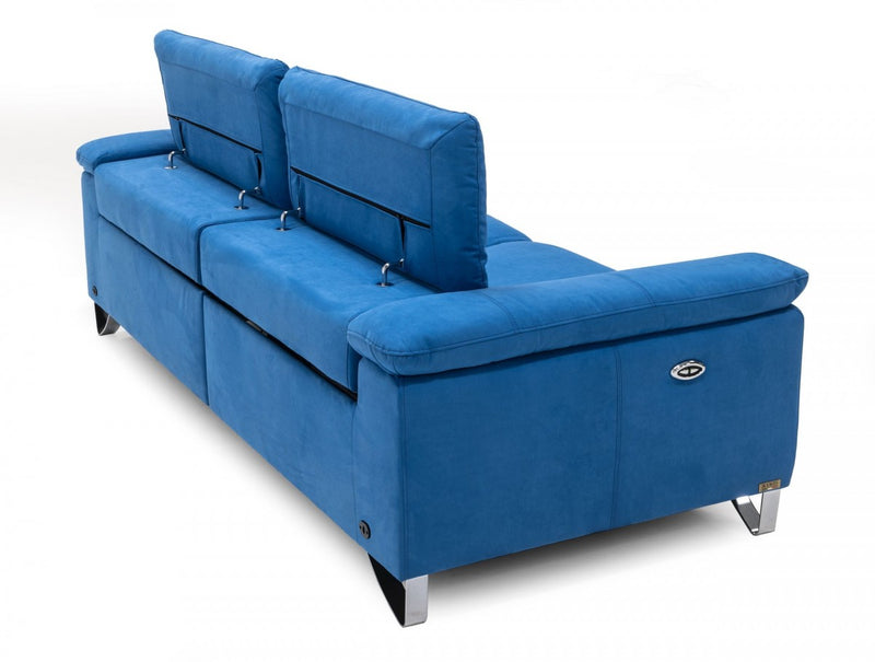 Divani Casa Maine - Modern Royal Blue Fabric Sofa w/ Electric Recliners