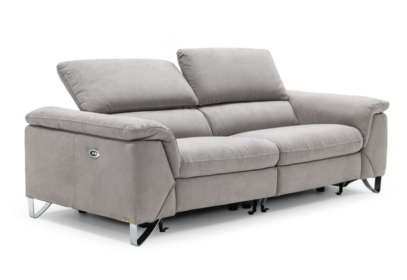 Divani Casa Maine - Modern Light Grey Fabric Sofa w/ Electric Recliners  by Hollywood Glam