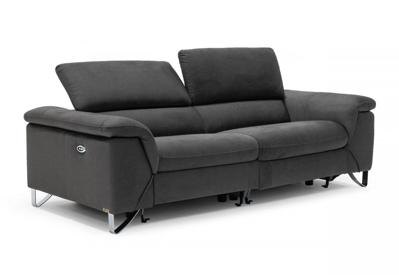 Divani Casa Maine - Modern Dark Grey Fabric Sofa w/ Electric Recliners