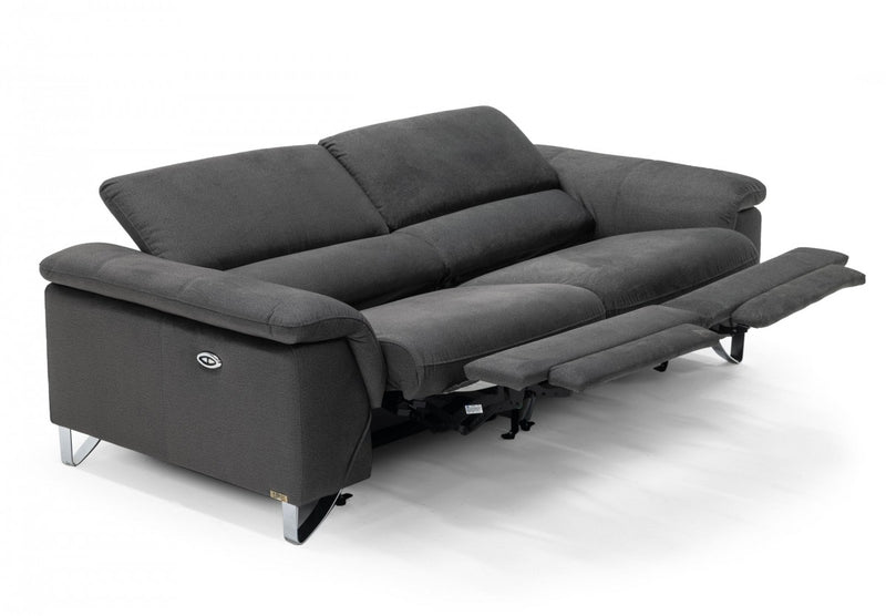 Divani Casa Maine - Modern Dark Grey Fabric Sofa w/ Electric Recliners
