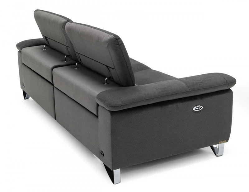 Divani Casa Maine - Modern Dark Grey Fabric Sofa w/ Electric Recliners