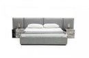 Nova Domus Maranello - Modern Grey Fabric Bed w/ Two Nightstands