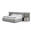 Nova Domus Maranello - Modern Grey Fabric Bed w/ Two Nightstands