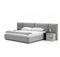Nova Domus Maranello - Modern Grey Fabric Bed w/ Two Nightstands