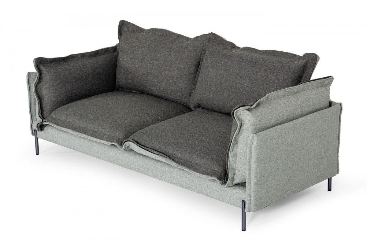 Divani Casa Mars - Modern Grey & Dark Grey Fabric Sofa