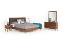 Modrest Marshall Mid-Century Modern Brown Fabric & Walnut Bedroom Set