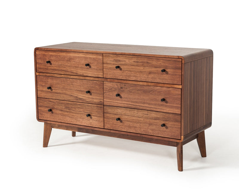 Modrest Marshall Mid-Century Modern Brown Fabric & Walnut Bedroom Set