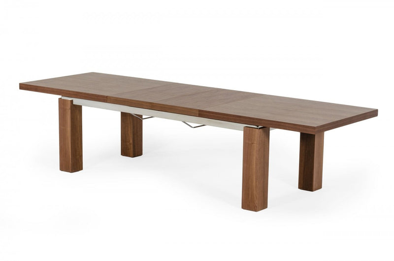 Modrest Maxi - Modern Walnut & Stainless Steel Dining Table
