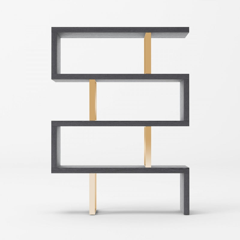 Modrest Maze - Elm Grey & Gold Bookcase