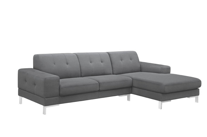 Divani Casa Forli - Modern Grey Fabric Right Facing Sectional Sofa