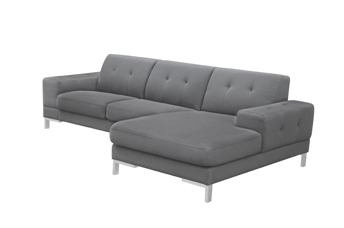 Divani Casa Forli - Modern Grey Fabric Right Facing Sectional Sofa