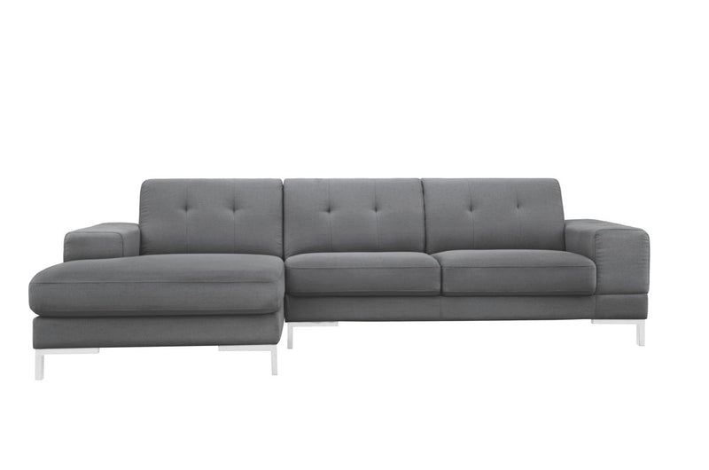 Divani Casa Forli - Modern Grey Fabric Left Facing Sectional Sofa