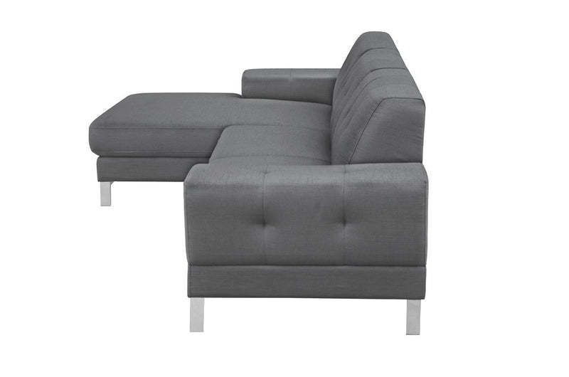 Divani Casa Forli - Modern Grey Fabric Left Facing Sectional Sofa