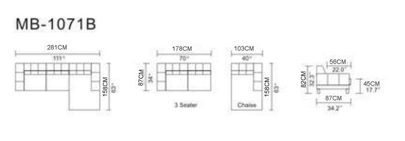 Divani Casa Forli - Modern Grey Fabric Left Facing Sectional Sofa