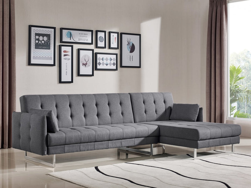 Divani Casa Lennox - Modern Grey Fabric Right Facing Sectional Sofa Bed