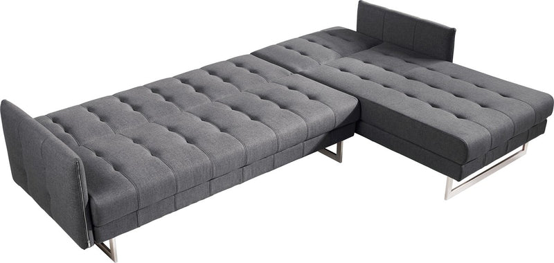Divani Casa Lennox - Modern Grey Fabric Right Facing Sectional Sofa Bed