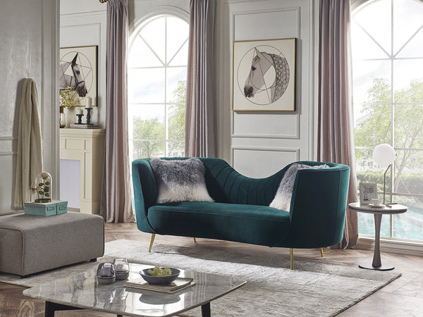 Divani Casa Loretta Modern Green Velvet Sofa