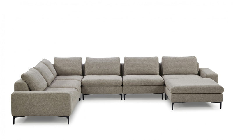 Divani Casa Cascade - Modern Beige Fabric U Shaped Sectional Sofa