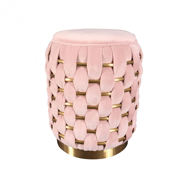 Divani Casa Meeker - Pink Velvet + Gold Ottoman