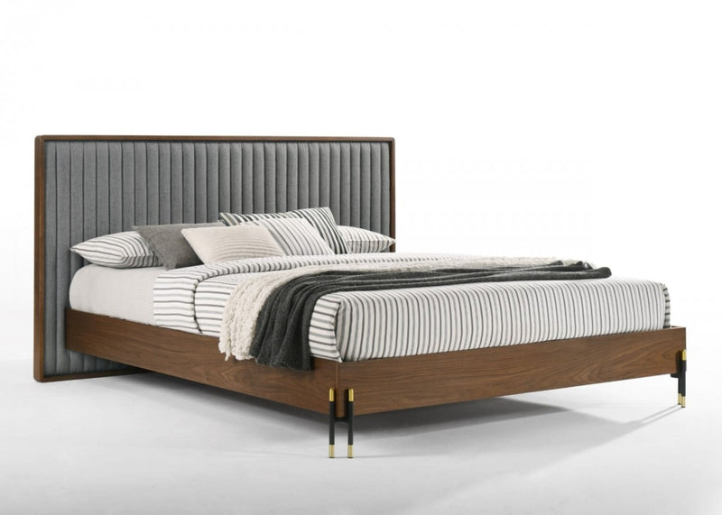 Nova Domus Metcalf - Mid-Century Walnut & Grey Bed