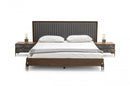 Nova Domus Metcalf - Mid-Century Walnut & Grey Bed w/ Two Nightstands