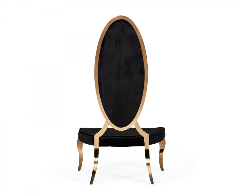Modrest Mills - Modern Black Velvet Rosegold Dining Chair Set of 2