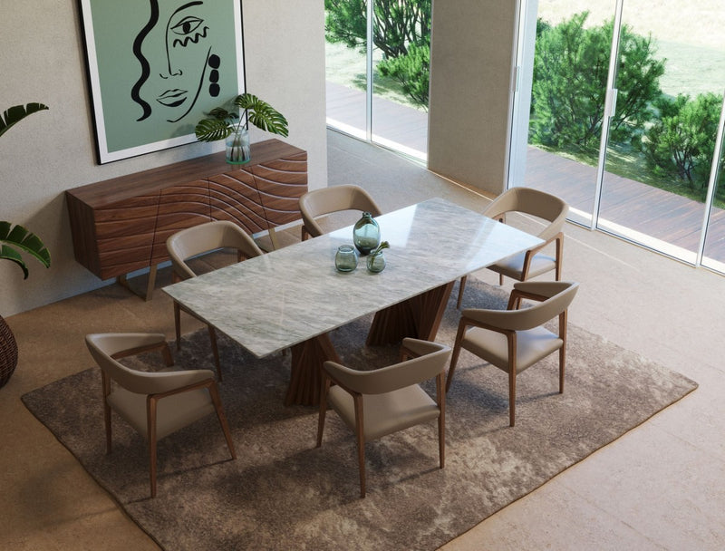 Modrest Cadence Modern Walnut Marble Dining Table – Hollywood