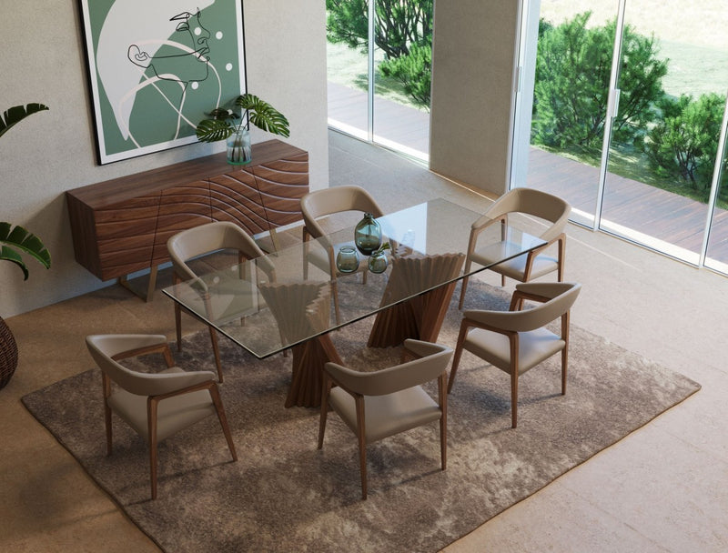 Glass walnut dining deals table
