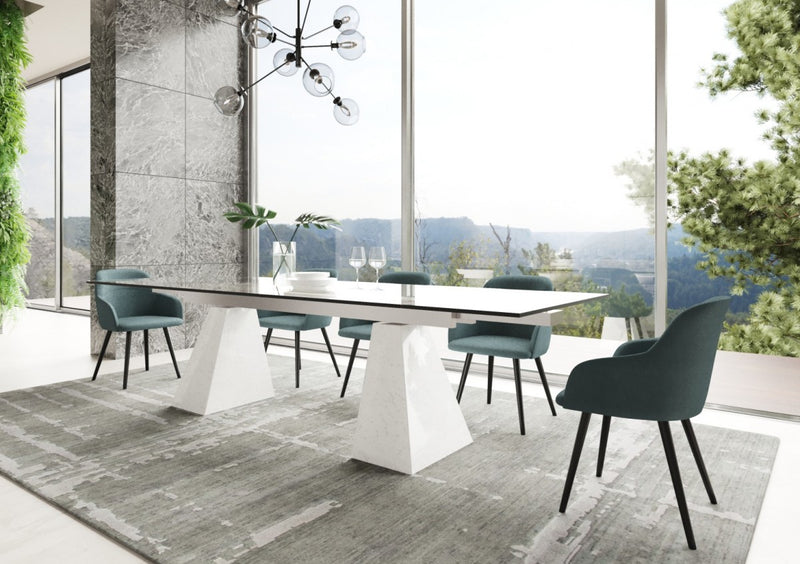 Modrest Latrobe - Modern Extendable Quartz Stone & Glass Dining Table