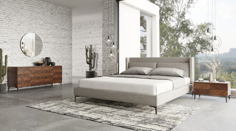 Modrest Paula - Mid-Century Grey Upholstered Bed