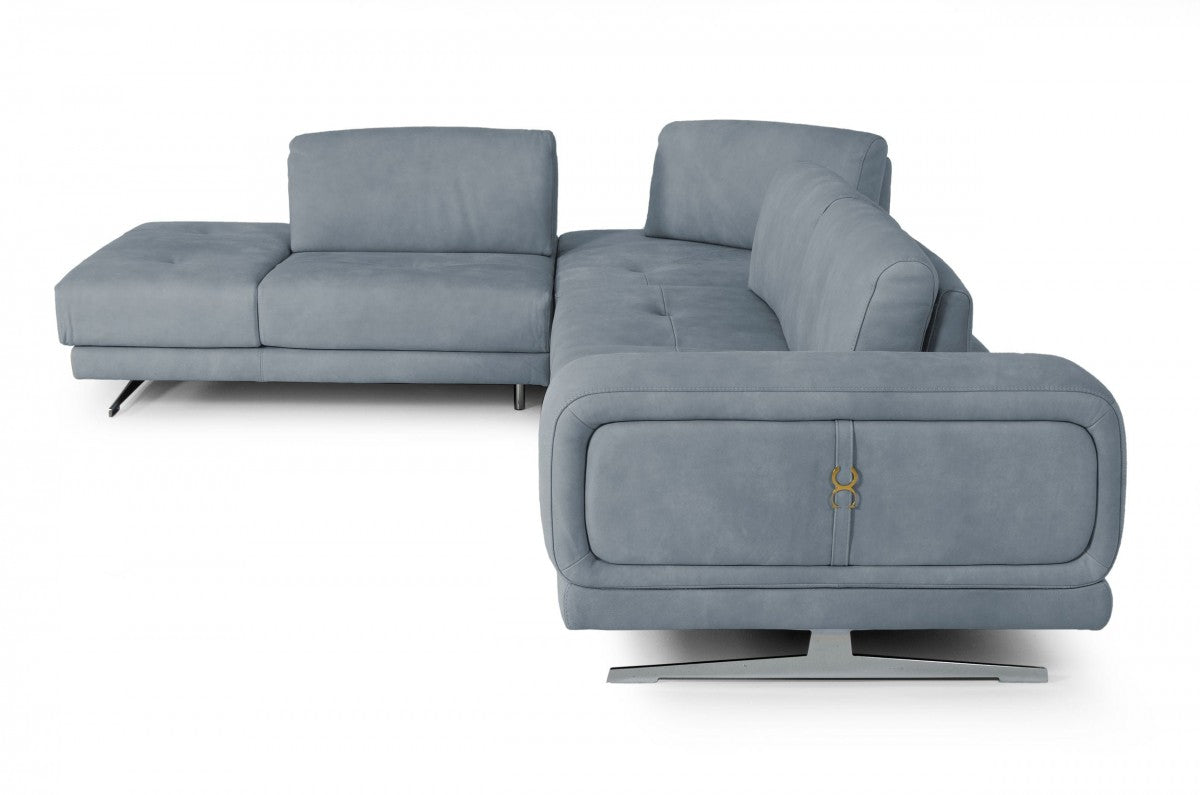 Coronelli Collezioni Mood - Contemporary Blue Leather Left Facing Sectional Sofa