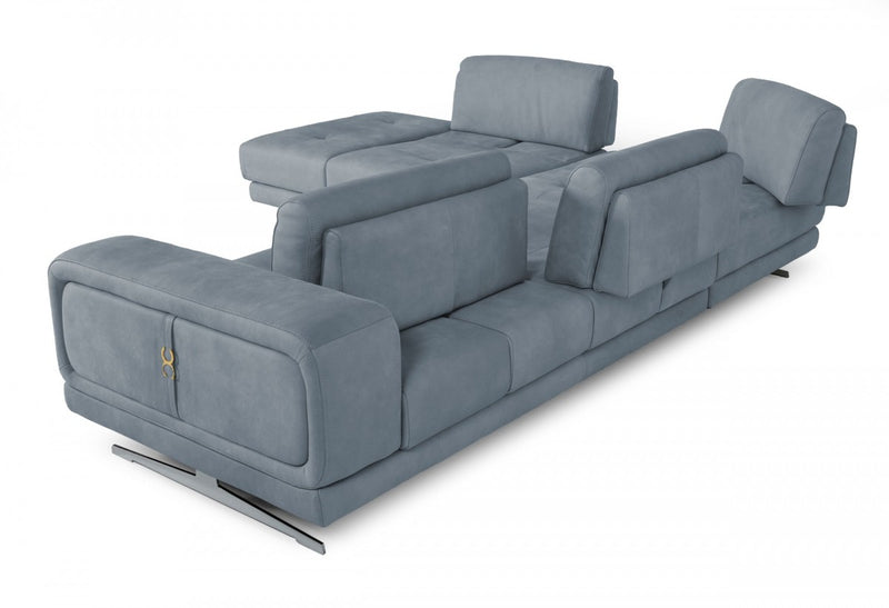 Coronelli Collezioni Mood - Contemporary Blue Leather Left Facing Sectional Sofa