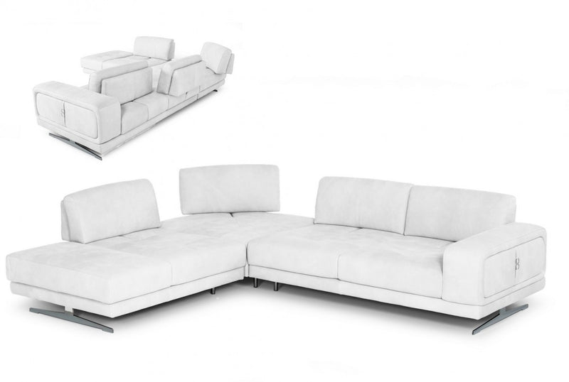 Coronelli Collezioni Mood - Italian White Leather Left Facing Sectional Sofa