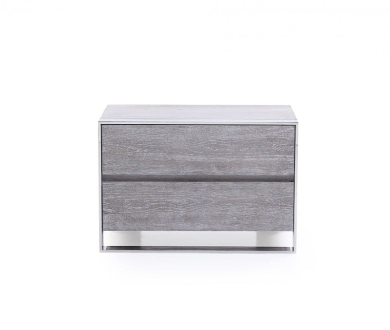 Modrest Arlene Modern Grey Elm & Stainless Steel Bedroom Set
