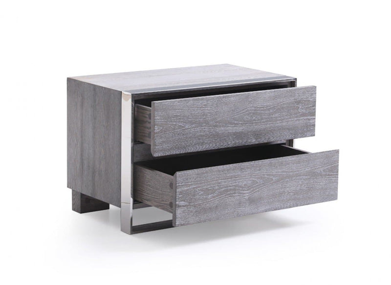 Modrest Arlene Modern Grey Elm & Stainless Steel Bedroom Set