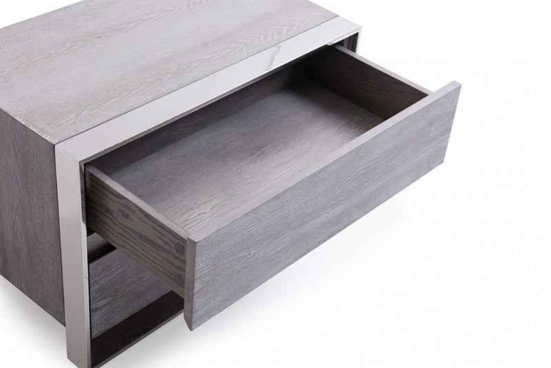 Modrest Arlene Modern Grey Elm & Stainless Steel Bedroom Set
