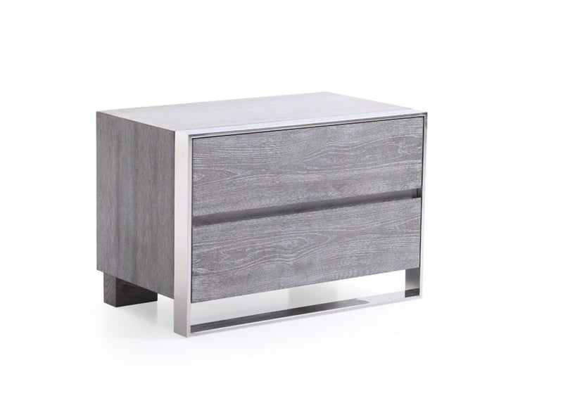 Modrest Arlene Modern Grey Elm & Stainless Steel Bedroom Set