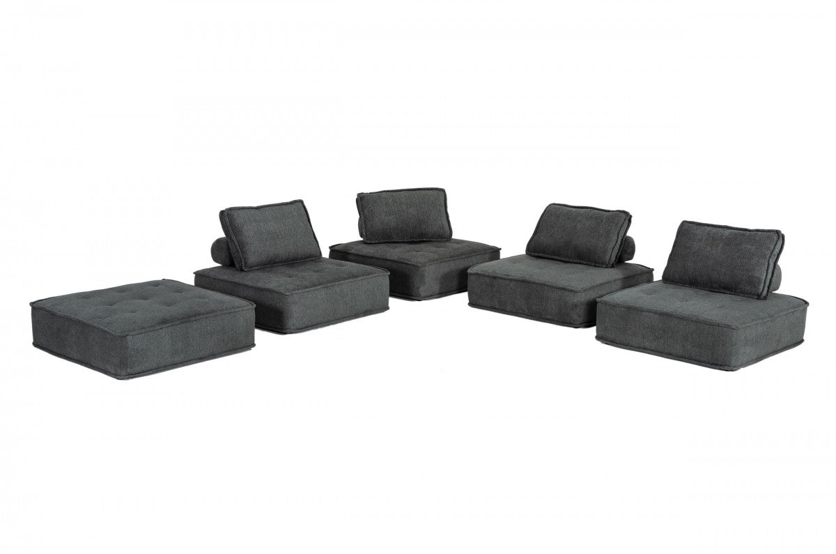 Divani Casa Nolden Modern Fabric Modular Sectional Sofa Hollywood