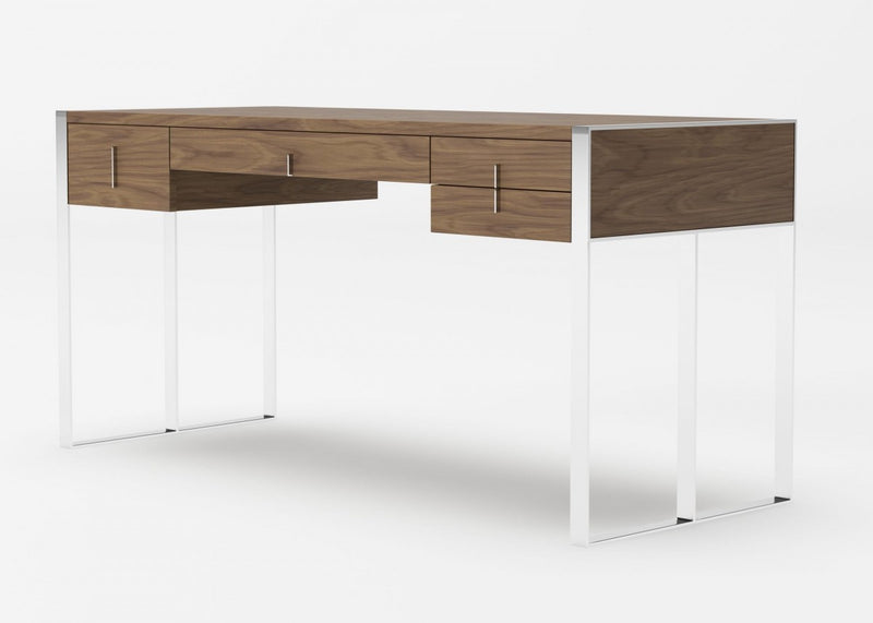 Modrest Orcutt - Modern Walnut & Stainless Steel Desk