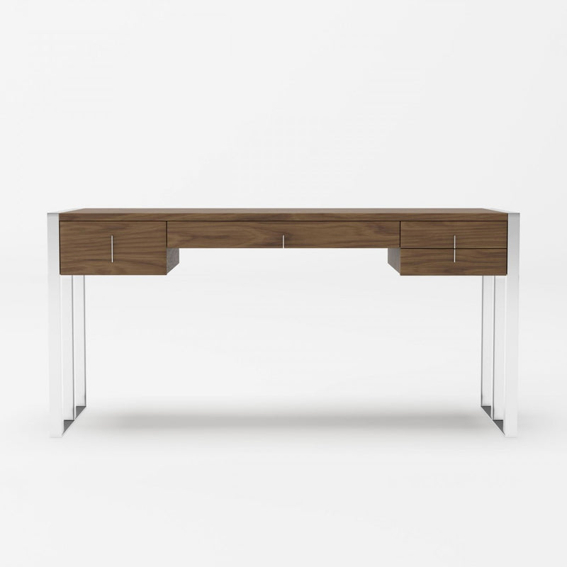 Modrest Orcutt - Modern Walnut & Stainless Steel Desk