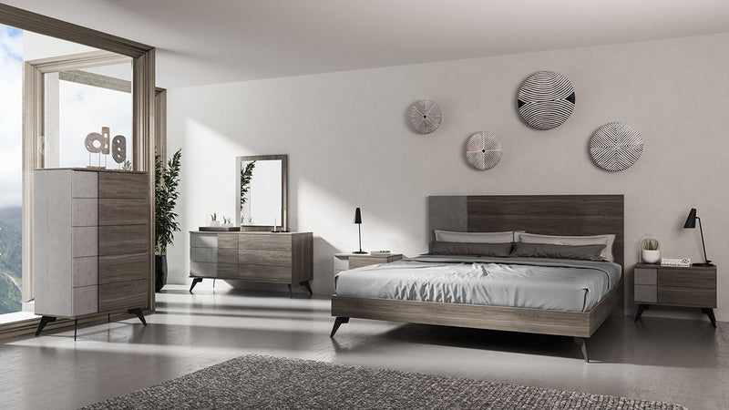 Nova Domus Palermo Italian Modern Faux Concrete & Grey Bedroom Set