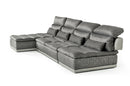 David Ferrari Panorama - Italian Modern Grey Fabric + Grey Leather Modular Sectional Sofa