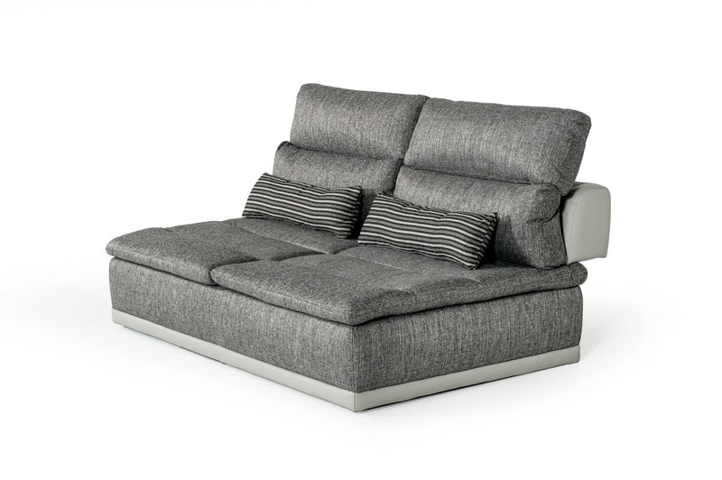 David Ferrari Panorama - Italian Modern Grey Fabric + Grey Leather Modular Sectional Sofa