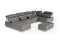 David Ferrari Panorama - Italian Modern Grey Fabric + Grey Leather Modular Sectional Sofa